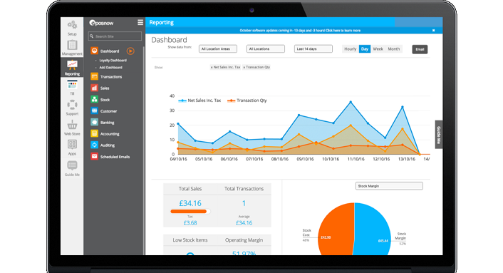 Epos Now reporting dashboard