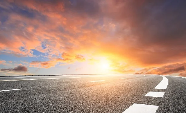 Driving-road-sunset