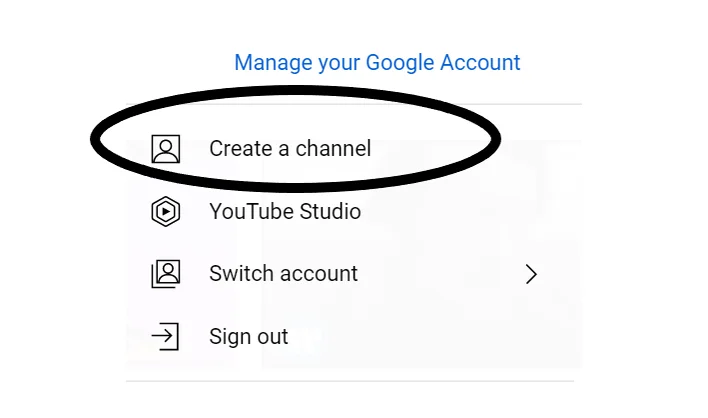 youtube screenshot create a channel