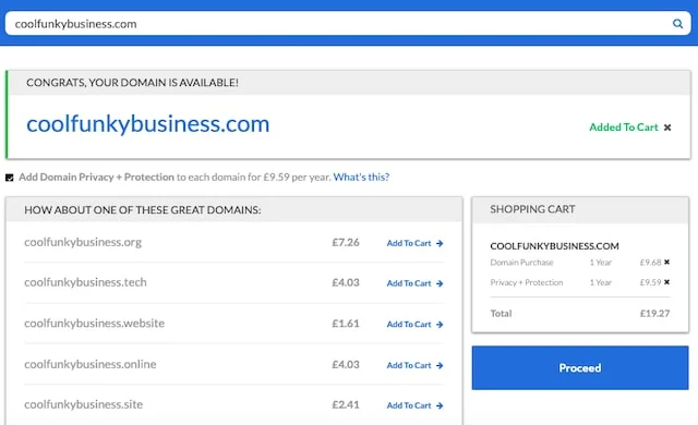 bluehost domain screenshot