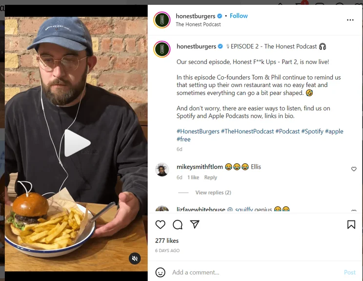 honest burger example
