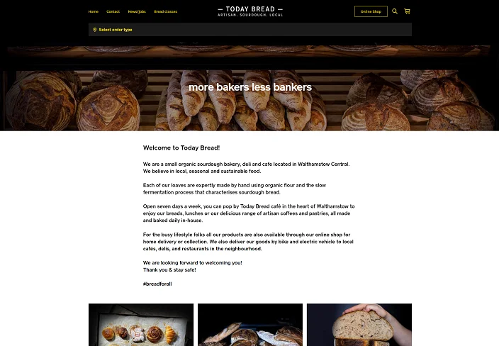Today Bread caf&eacute; homepage