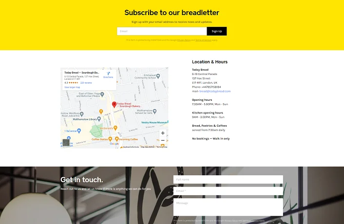 Today Caf&eacute; contact page