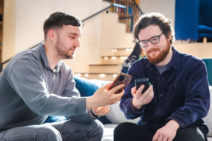The Startups staff using the PayPal Reader