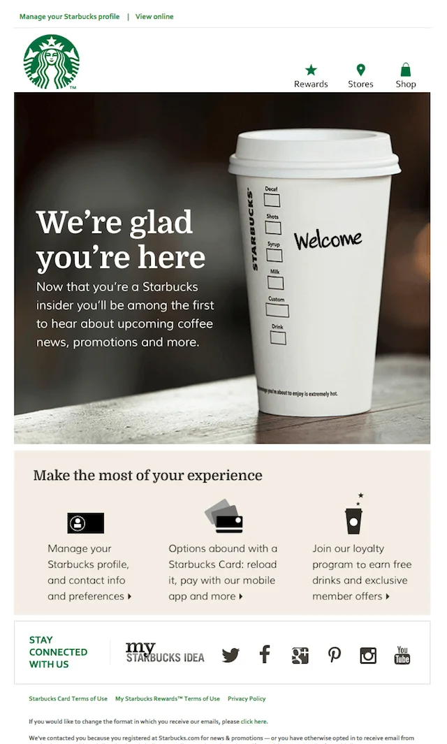best crm email marketing examples starbucks