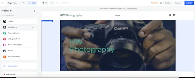 Weebly editing interface