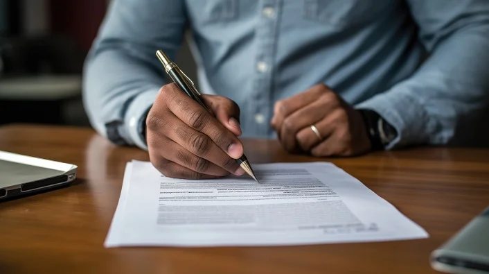 Man signing contract.