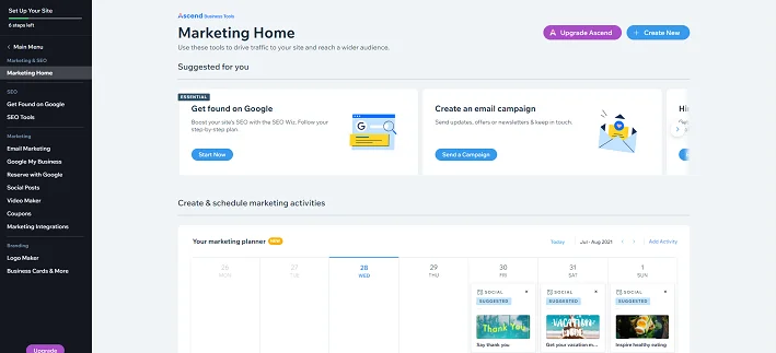 Wix marketing backend