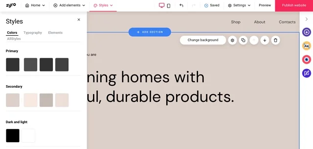 Zyro interface