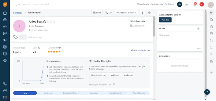 Freshsales dashboard