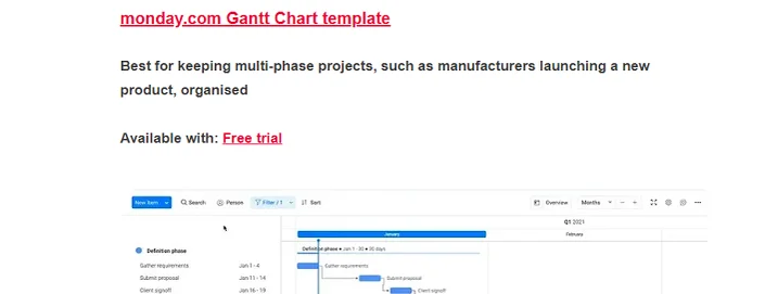 monday.com Gantt chart template 1
