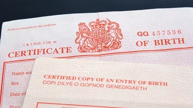 Image of the top of a Birth Certificate