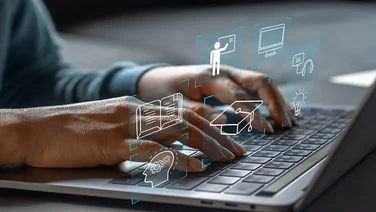 Human use laptop technology internet learning and study online class technology network, e-learning, online education, education, training, tutor, video lesson, course, knowledge in homeschool