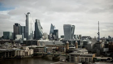 a view of the London financial district skyline