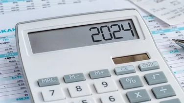 A calculator with the 2024 on the display