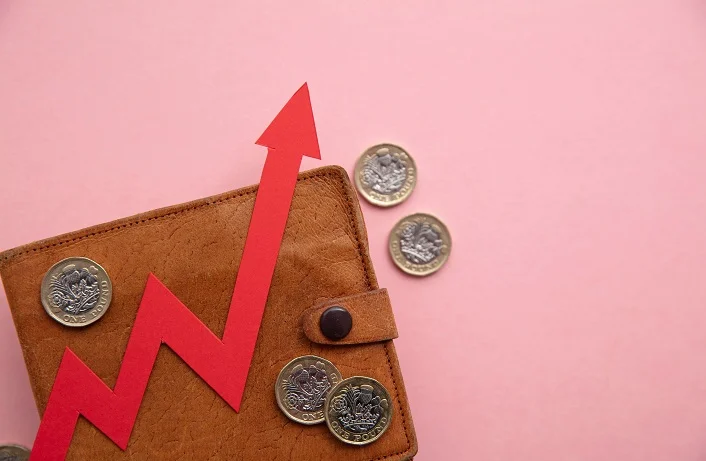 Rising cost of living. inflation financial crisis background.
