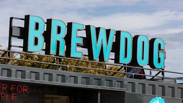 LONDON, UNITED KINGDOM - OCTOBER 13th 2018: A brewdog craft beer sign. BrewDog is a Scottish brewery and pub chain.
