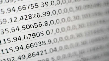 Screen displaying a range of numbers