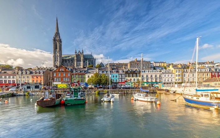 Impression of the St. Colman's Cathedral in Cobh near Cork, Irel