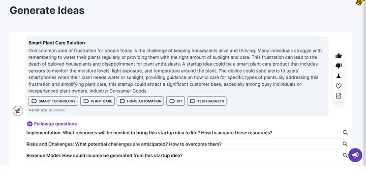 Stratup.ai business idea generator