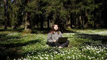 Remote worker in a field in the UK