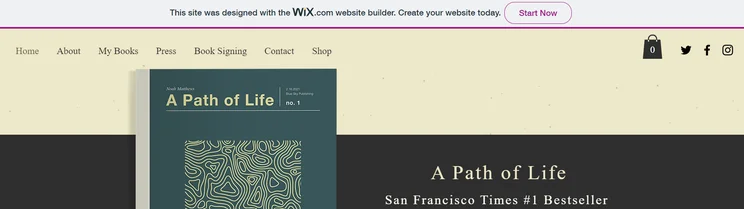 Free Wix website displaying a Wix banner ad at the top of the homepage