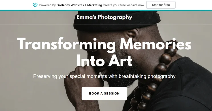 GoDaddy free website plan displayed with promotional banner