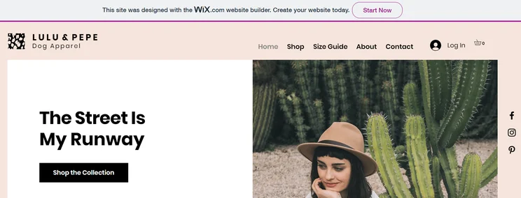 Banner ad at the top of a Wix free plan website