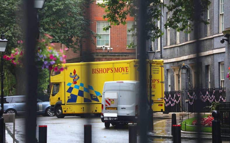 moving van outside No. 10 Downing Street
