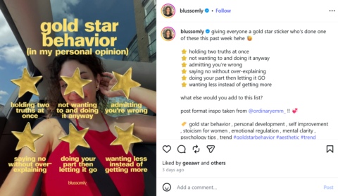Gold star behaviour blussomly