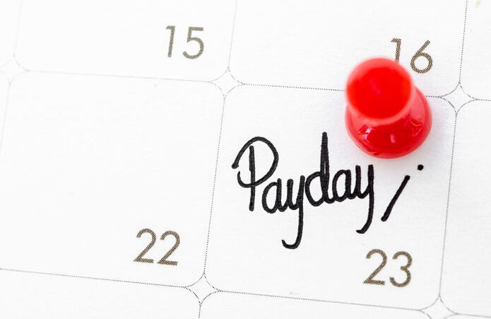 Payday marked in calendar