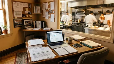 messy paperwork at restaurant