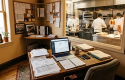 messy paperwork at restaurant